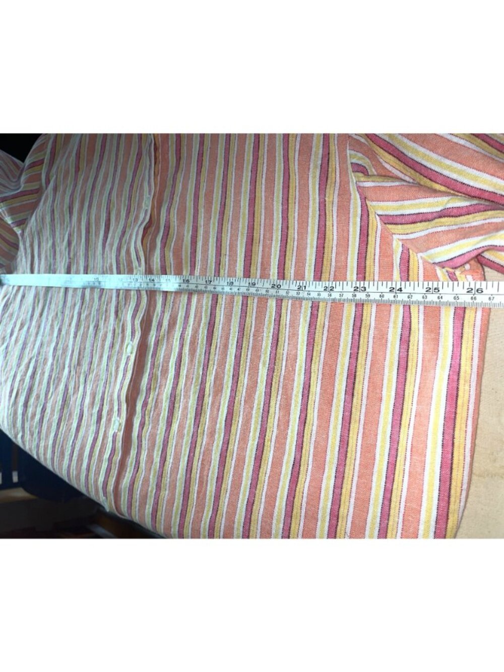 Kim Rogers Heavy Linen Shirt Button Stripe Tunic Capsule Coastal Summer Women 1X - Picture 5 of 11